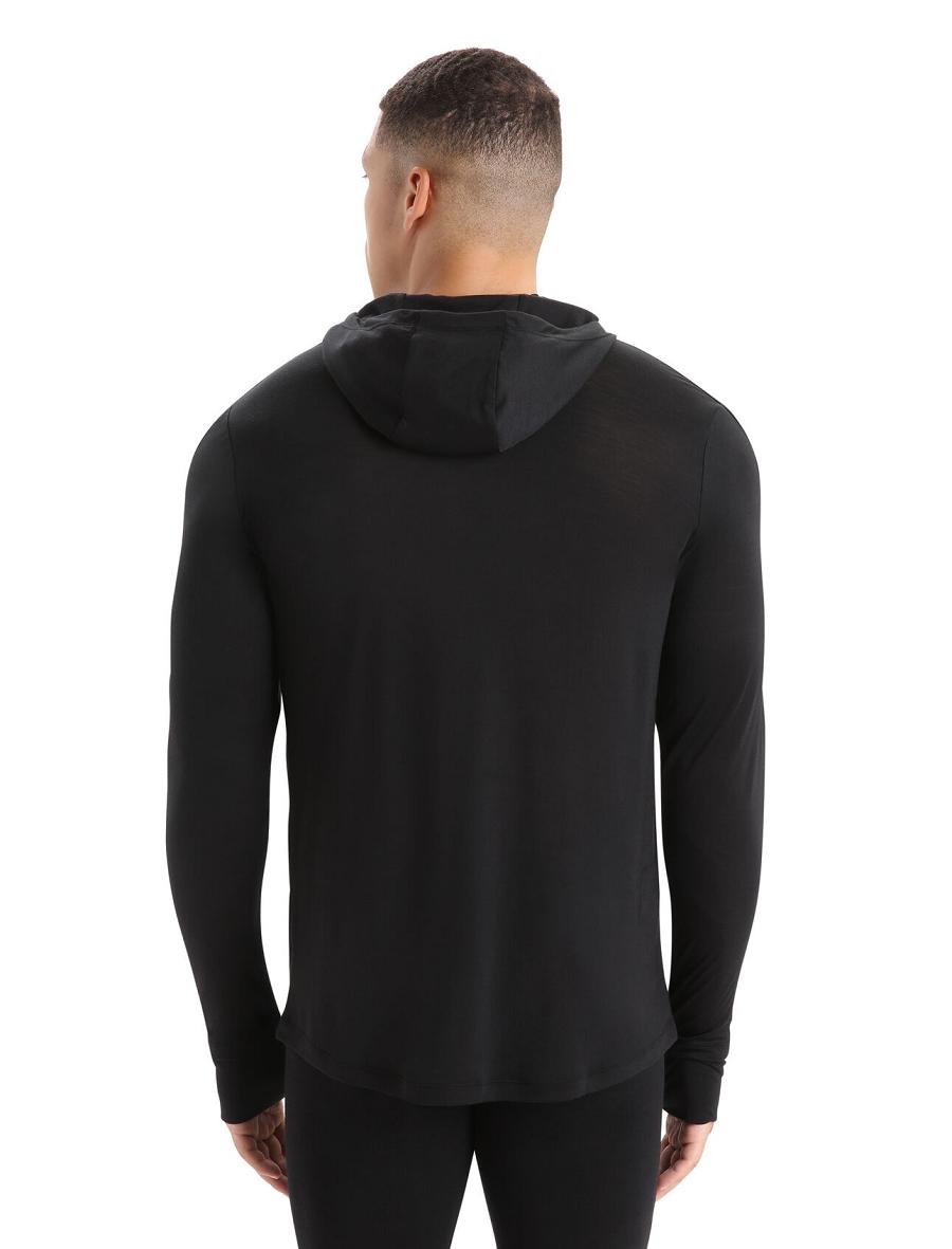 Long Sleeve Icebreaker Cool-Lite™ Merino Hoodie Męskie Czarne | PL 1719DFMN